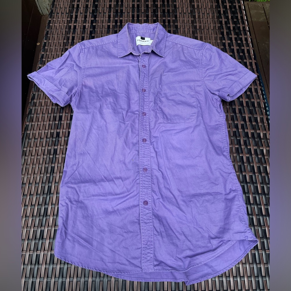 Topman Purple Button-Down Short Sleeved Shirt Size M